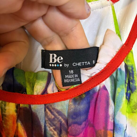 Be by Chetta B Maxi Halter Abstract Multicolor Chiffon Dress US 18 Lined Gown - Picture 8 of 10